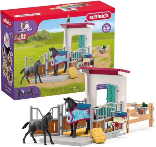 schleich 42611 HORSE CLUB Pferdebox mit Stute und Fohlen, 34 Teile Spielset mit 2x schleich Pferde Figuren, Pferdebox und Zubehör, Spielzeug für Kinder ab 5 Jahren