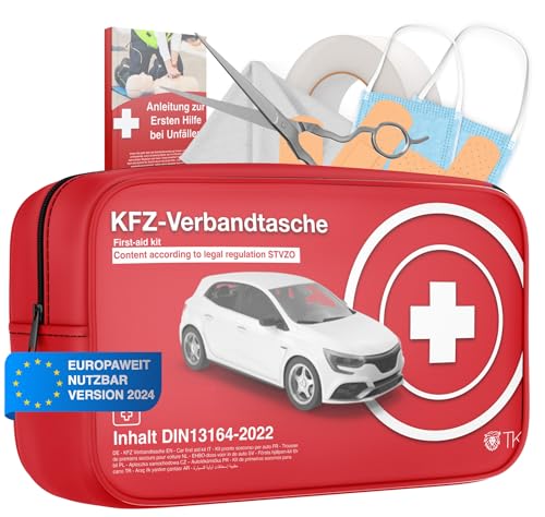 3x Verbandstasche für KFZ inkl. Extra Anleitungsbuch - Verbandskasten Auto nach aktueller Norm 2024 - DIN13164 - Erste Hilfe Set - Sozial verpackt