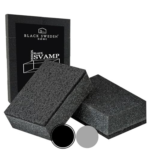 Black Sweden Home® SVAMP Küchenschwamm Schwarz, 8 Stück - Spülschwamm Schwarz, Langlebig und Universell Einsetzbar - Geschirrschwamm, Putzschwamm mit Scheuervlies