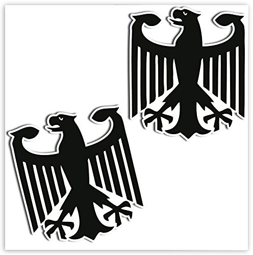 SkinoEu® 2 Stück Vinyl Aufkleber Autoaufkleber Deutschland Deutsche Wappen Flagge Fahne Aufnäher Abzeichen Deutscher Adler Stickers Auto Moto Motorrad Fahrrad Helm Fenster Tuning B 181