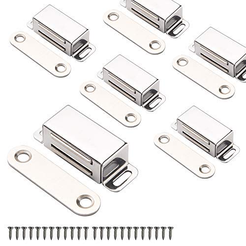 Schrankmagnete Mousike Schranktürverschluss für Küche Badezimmerschrank Kleiderschrank Schrankverschlüsse Schranktür Schubladenriegel (Silber 6er Pack)