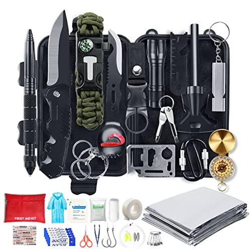 Survival Kit, 54 in 1 Erste Hilfe Set Auto Outdoor Zuhause, Notfall Ausrüstung Stromausfall First Aid Kit Survival Set Überlebensausrüstung Männer Papa