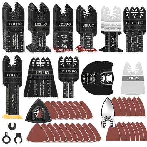 LEILUO 116 teiliges Multitool Sägeblatt Set universelles Zubehör für oszillierende Werkzeuge mit Aufbewahrungstasche kompatibel mit Einhell Makita DTM51Z Dremel Parkside und mehr