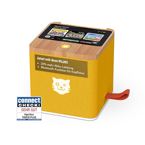 tigermedia tigerbox Touch Plus gelb mit extra Langer Akkulaufzeit und Bluetooth Kopfhöreranschluss, Audioplayer, Nachtlicht, TKKG, Fünf Freunde, 4-12 Jahre