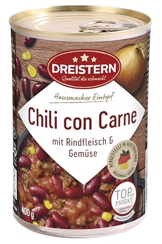 DREISTERN Chili con Carne 400g | Pikanter Eintopf in der recyclebaren Konservendose | viel Einlage mit Bohnen & Mais