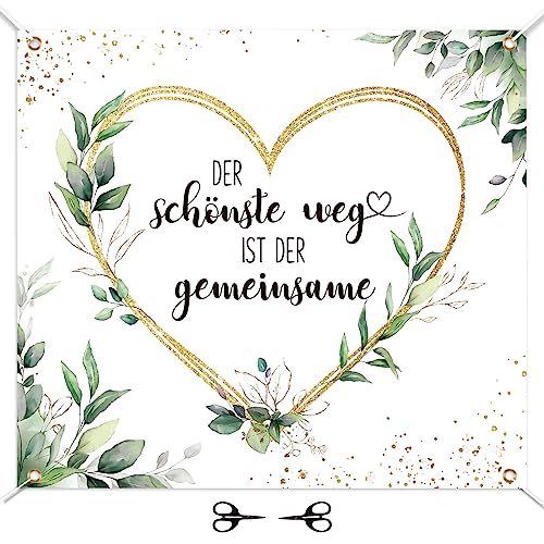 Hochzeitsherz zum Ausschneiden Grün 200x180cm - Hochzeitslaken mit 2 Scheren - Hochwertiges Bettlaken Hochzeit - Standesamt Überraschung - Hochzeitsspiel für Das Brautpaar - Geschenk zur Hochzeit