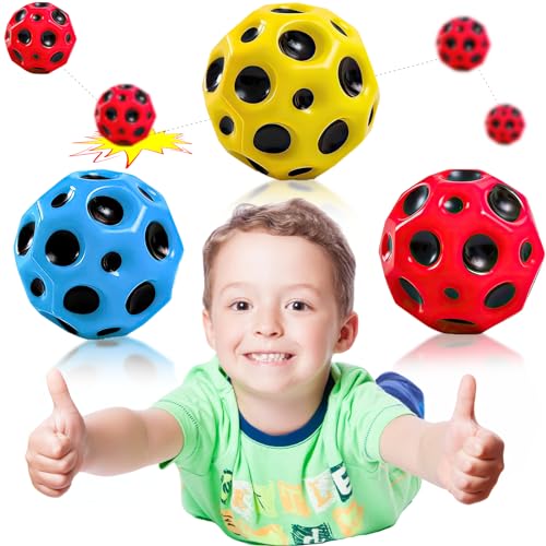 Whaline Astro Jump Ball,3 Stück Moon Ball Hohe Springender Globe EIN Knallendes Geräusch Machen Gummiball Spaceballs 7 cm Galaxy Mini Bouncy Bouncing Jumpball für Kinder Im Freien