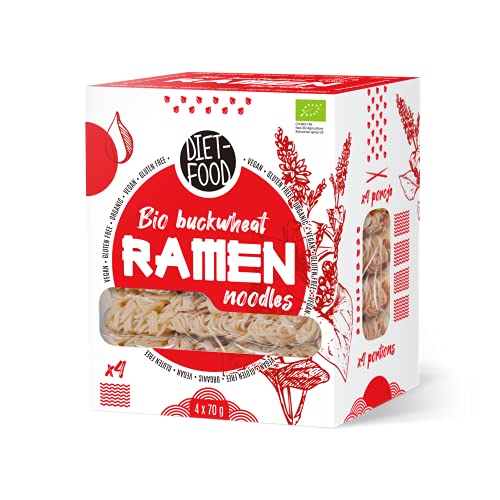 DIET-FOOD Bio Ramen Buchweizen Vegetarisch und Vegan Lebensmittel Fettfrei Sojafrei Glutenfreie Wasserlöslich Diätnudeln Niedriger Kaloriengehalt 280 g