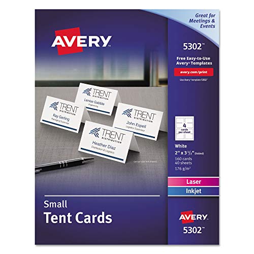 Avery Kleines Zelt Karten, 5,1 x 8,9 cm, weiß, Box von 160 (5302)