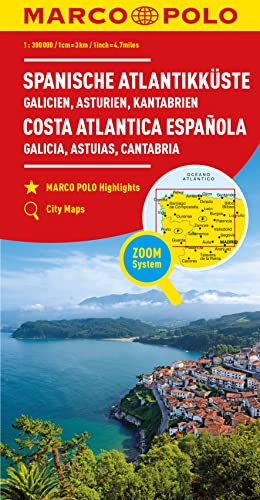 MARCO POLO Regionalkarte Spanische Atlantikküste 1:300.000: Galicien, Asturien, Kantabrien