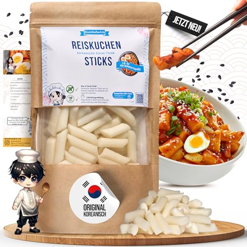 asiafoodland - Reiskuchen natur - Reis Sticks - Rice Cake - Reisnudeln - für z.B. Tteok-bokki/Topokki, 1er Pack (1 x 400g)