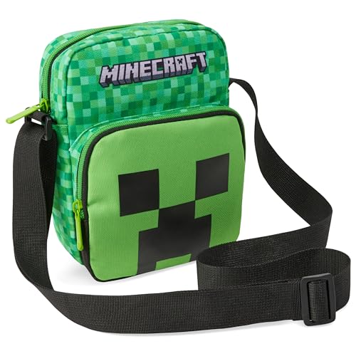 Minecraft Creeper Umhängetasche Crossbody Bag mit Verstellbarem Gurt - Gamer Geschenke für Jungs