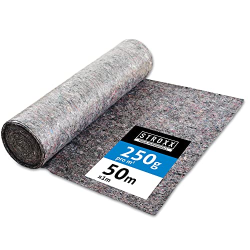 STROXX – Malervlies 1 x 50m mit 250g/m² – Abdeckvlies in Profi-Qualität mit PE Anti-Rutsch Beschichtung – extra starkes Schutzvlies – mehrfach verwendbar