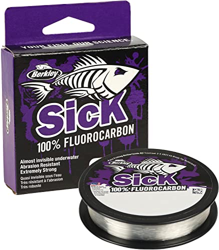 Berkley Sick Fluorocarbon-Vorfachmaterial – durchsichtige Fluoro-Carbon-Angelschnur, schnell sinkendes und unsichtbares Raubfisch-Angelvorfach, 50 m