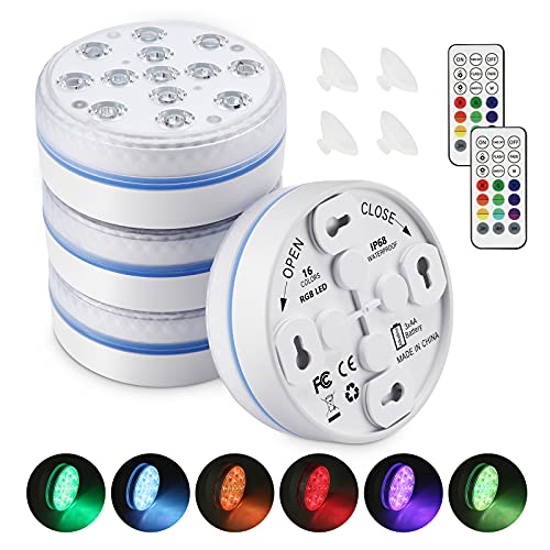 Moxled Unterwasser Licht, 13 LED Poolbeleuchtung Unterwasser Magnetische mit Fernbedienung, Wasserdichte RGB Farbwechsel Pool Dekolichter für Schwimmbad, Brunnen, Teich, Aquarium, Party (4 Stück)