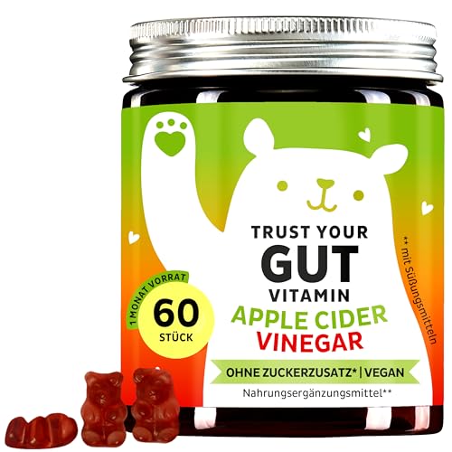 Apfelessig Gummibärchen - Stoffwechsel-Booster Komplex mit Vitamin B6, B12, Jod, Folsäure - probiotisch für Darm-Wohlbefinden & Entschlacken - 60 Stück - Vegan - Zuckerfrei - Bears with Benefits​