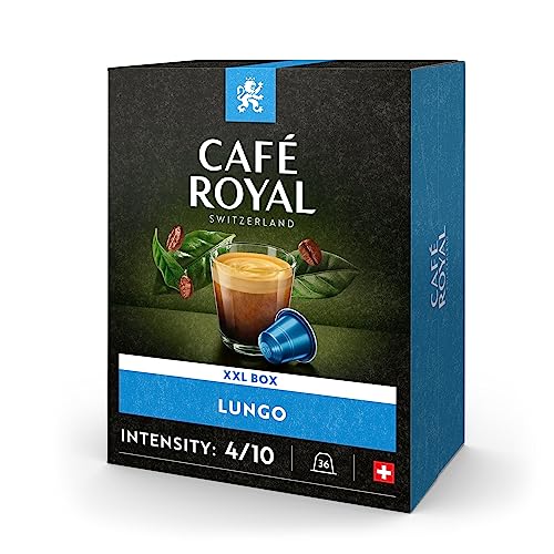 Café Royal Lungo 36 Kapseln für Nespresso Kaffee Maschine - 4/10 Intensität - UTZ-zertifiziert Kaffeekapseln aus Aluminium