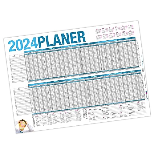 itenga Urlaubsplaner 2024 Wandkalender abwischbar DIN A1 (84,1 x59,4 cm) 250g/m² Personalplaner Mitarbeiter (2024)