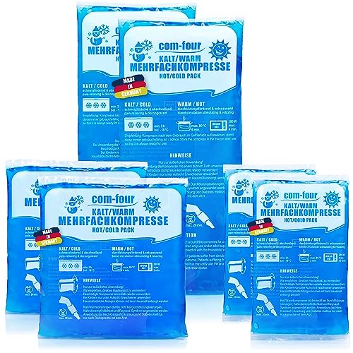 com-four® 6er Sparpack Mehrfachkompresse in 3 verschiedenen Größen - Gelkompresse für Warm & Kaltanwendungen - Kühlpads, Kühlpack - Mikrowellen geeignet - Made in Germany (6 Stück)