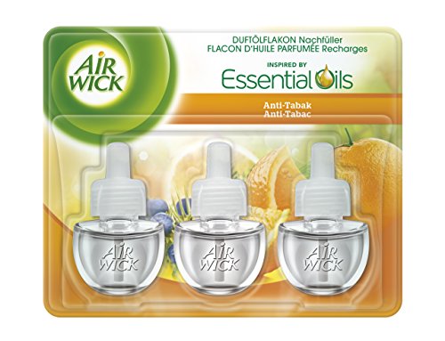 Air Wick Duftölflakon 3er Pack, Nachfüller für Duftstecker, Anti-Tabak