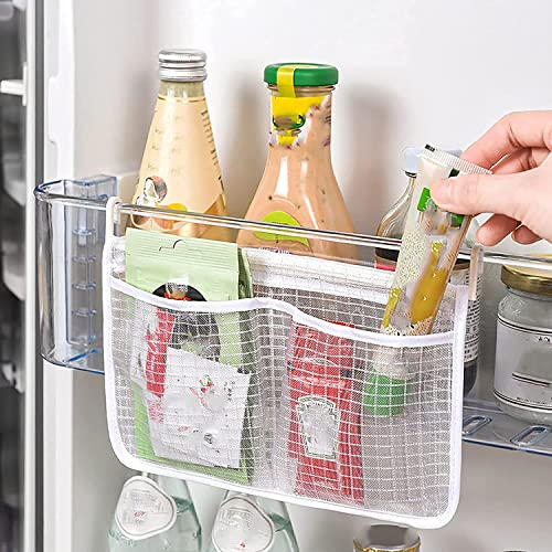 jiele kühlschrank Door Organizer mit anschließen, Refrigerator Door Mesh Tasche Kühlschrank Partition Layer Organizer, Kühlschrank Schublade Organizer Kühlschrank Aufbewahrungsbox 13X22cm