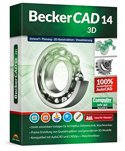 BeckerCAD 14 3D - Professionelle 2D und 3D Konstruktion Architektur, Maschinenbau, Elektrotechnik, Schiffsbau usw. 3D CAD Programm kompatibel mit Windows 11, 10, 8.1, 7