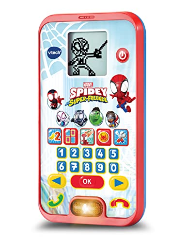 VTech Spidey und seine Super-Freunde - Lerntelefon – Mit der Originalstimme von Spidey und spannenden Lernspielen – Für Kinder von 3-6 Jahren