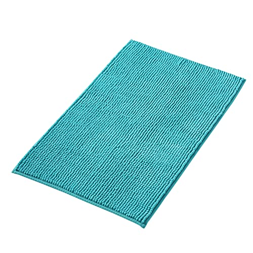 Decomira Badematte rutschfest | Als Badteppich Set kombinierbar | Badezimmer-Teppich Bad-Vorleger waschbar aus Chenille | Duschvorleger für Dusche, Badewannen, WC Deko | Petrol Türkis - 40x60 cm