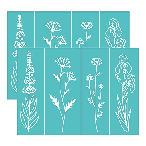 OLYCRAFT 2 Stück 19.5x14cm Siebdruck Schablonen Blumenmuster Selbstklebende Mesh Transfer Schablone Wiederverwendbare Wildblumen Siebdruck Schablonen Zum Bedrucken von Holz T Shirts