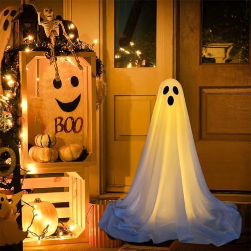 Halloween Ghost Light Up, Indoor Outdoor Spooky Ghost Halloween Decor with Light, Lighted Holiday Displays Halloween Ghost Decorations for Yard Front Porch Lawn