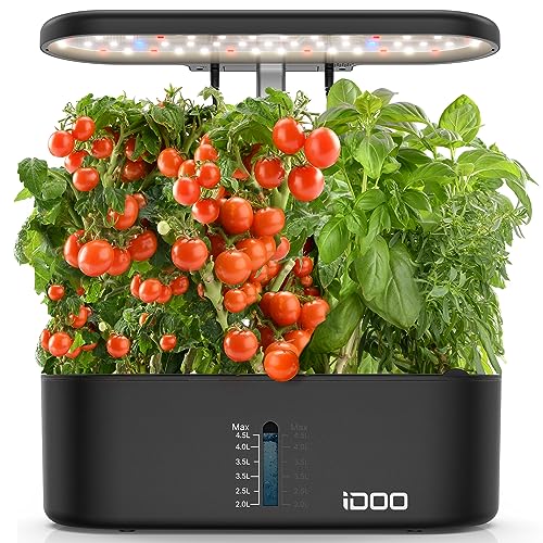 iDOO Hydroponische Anzuchtsysteme, Auto-Timer LED Pflanzenlampe, 10 Pods Smart Garden Indoor Kräutergarten Keimungsset, Höhenverstellbar, Wassermangelalarm