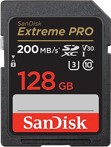 SanDisk Extreme PRO SDXC UHS-I Speicherkarte 128 GB (V30, Übertragungsgeschwindigkeit 200 MB/s, U3, 4K UHD Videos, SanDisk QuickFlow-Technologie, temperaturbeständig)