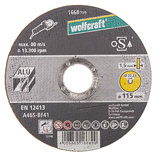 wolfcraft 1668999 Trennscheibe für Aluminium Ø 115mm, extra dünn