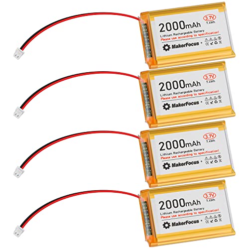 4 Stück 3,7V 2000mAh Lithium Batterie 1S 1C LiPo Akku mit Schutzplatine, Isolierband und Micro JST 1.25-Stecker für Arduino Node MCU ESP32-Entwicklungsplatine