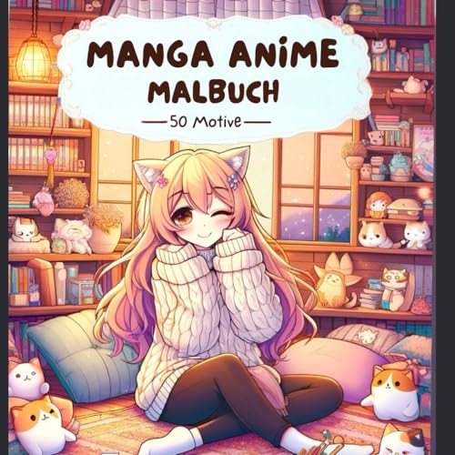 Manga Anime Malbuch: Mangabuch als Geschenk für Mädchen | 50 Motive zum Ausmalen und Entspannen