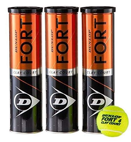 DUNLOP FORT CLAY COURT Packung mit 12 Bolas, 3 Dosen x 4 Bälle