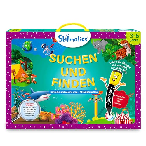 Skillmatics Lernspiel - Suchen und Finden, Geschenke und Vorschullernen für Kinder 3-6 Jahre, Wiederverwendbare Aktivitätsmatten mit 2 Stiften