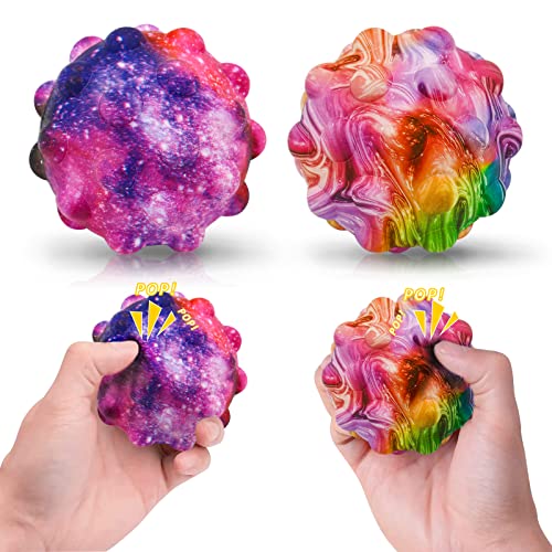 2 Stück Stressball für Kinder Erwachsene, Popit Anti Stress Bälle, 3D Silikon Fidget Antistressball, Push Bubble Sensorisches Squeeze Spielzeug