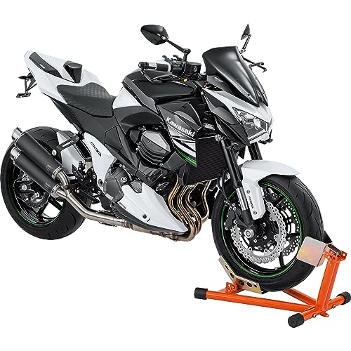 Hi-Q Tools Vorderradständer Wippe - Motorrad Montage Ständer, Sicher und Platzsparend - Einstellbar für 12-24 Zoll bis 160er Vorderreifen