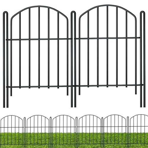 10 Stück Beetzaun Metall 3.3m Lang,56cm Hoher,Staketenzaun,4.5mm Verdickter Metall Durchmesser Dekorative Zäune Garden Fence,Rostfrei Teichzaun Kindersicher mit Erdspießen mit 11pcs Metallverbinder