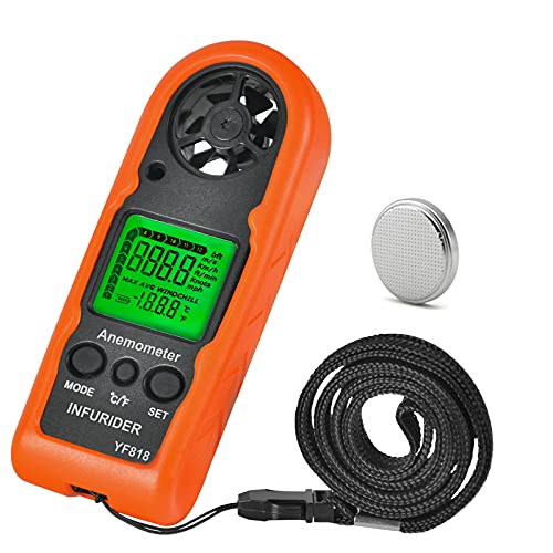 Windmesser Hand Windmessgerät,INFURIDER YF818 Digital Anemometer Genaue Messung von Windgeschwindigkeit &Temperatur,Wind Speed Meter Gauge Windgeschwindigkeitsmesser mit Hintergrundbeleuchtung MAX/AVG