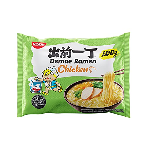 Nissin Demae Ramen – Huhn, Einzelpack, Instant-Nudeln japanischer Art, mit Hühnerfleisch-Geschmack, Sesamöl & Gewürzen, schnell & einfach zubereitet, asiatisches Essen (1 x 100 g)