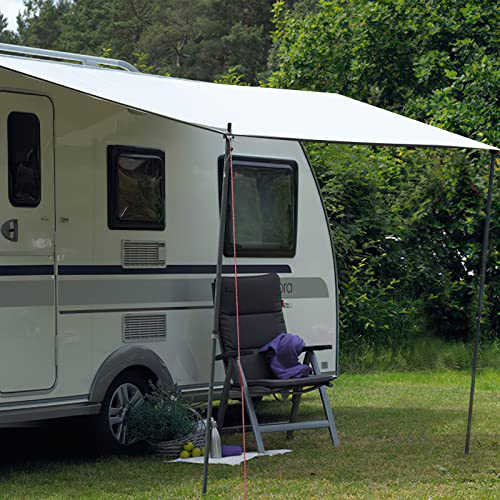 PHATRIP 2024 Produkt-Upgrades Sonnensegel Vordach Wohnwagen Vorzelt Camping 400x250cm Markise Wasserdicht Outdoor Tarp mit UV-Schutz für Wohnmobil Campingbus Wohnmobile Grau