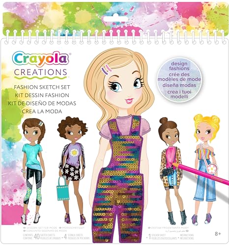 Crayola Creations - Super Malalbum I Love Fashion - Kreiere Mode, kreative Aktivität und Geschenk für Mädchen, ab 8 Jahren, 04-1178