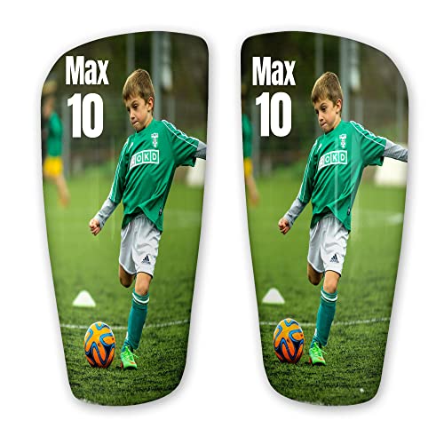 Neuer personalisierter Schienbeinschoner - individuell mit Ihrem Design oder Foto Name and Number (Junior)