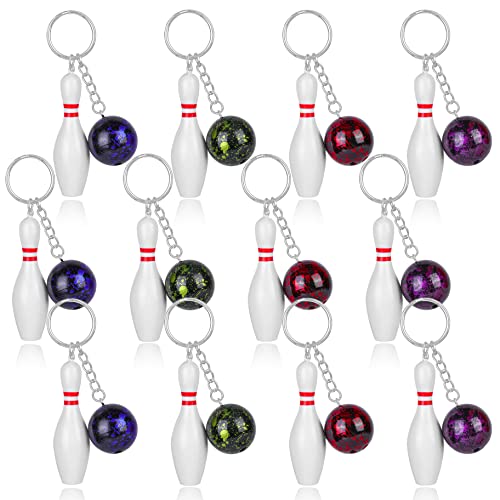 12 Stück Mini Bowling Schlüsselanhänger - Bowlingkugel Bowlingnadel Schlüsselbund Simulation Dekoration, Mitgebsel Bowling Pin Schlüsselanhänger Schlüssel Pins Schlüsselhalter Team Giveaways Sports