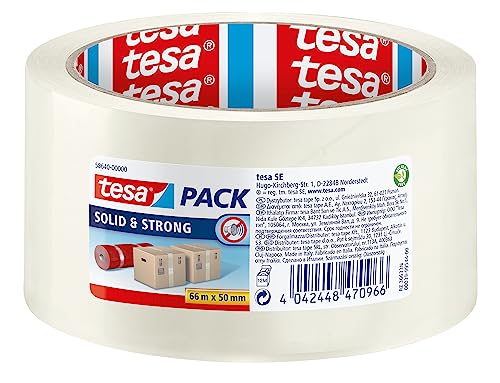 tesapack Solid & Strong - leise abrollbares Paketband / Packband zum sicheren Verschließen von Paketen. Verfügbar in: Transparent und Braun