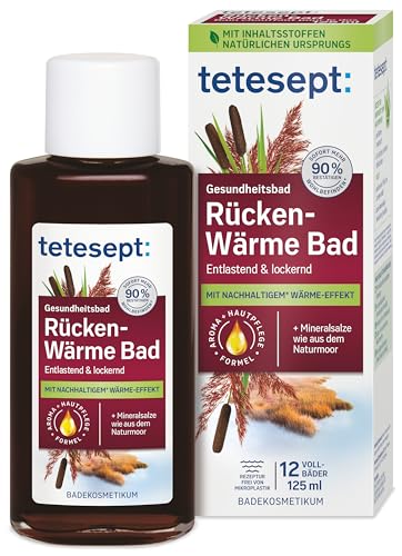 tetesept Rücken-Wärme Bad – Gesundheitsbad mit Wärme-Effekt und Mineralsalzen – Entspannender Badezusatz durchwärmt und entlastet – 1 x 125 ml