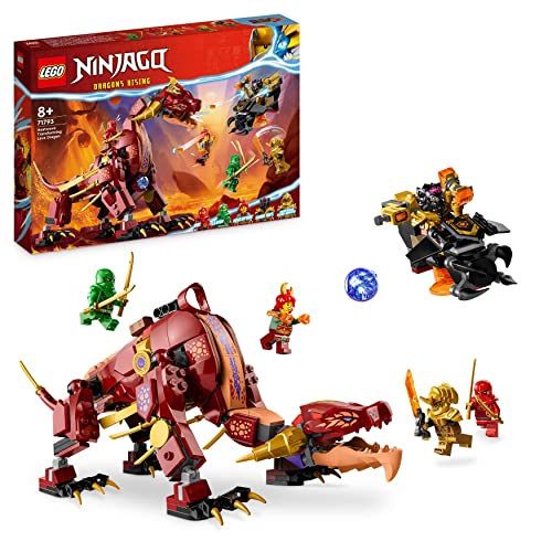 LEGO NINJAGO Wyldfires Lavadrache Fabelwesen verwandlungsfähiges Spielzeug, Drachen-Serie Set mit Einer Drachenfigur und Kai & Lloyd Minifiguren 71793