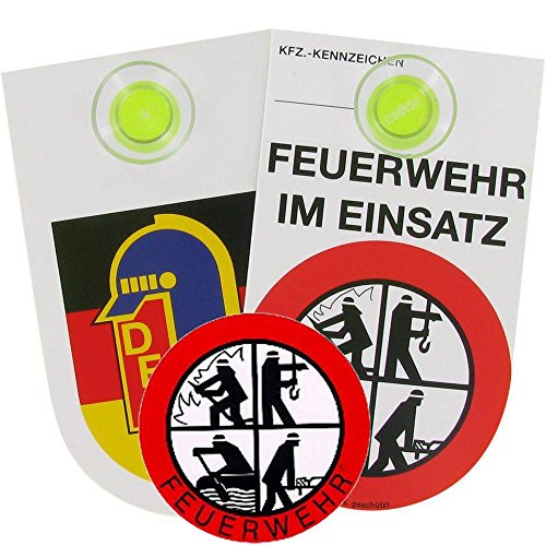 Innenschild "Feuerwehr im Einsatz" & Aufkleber rund "Feuerwehr" für Innenklebend